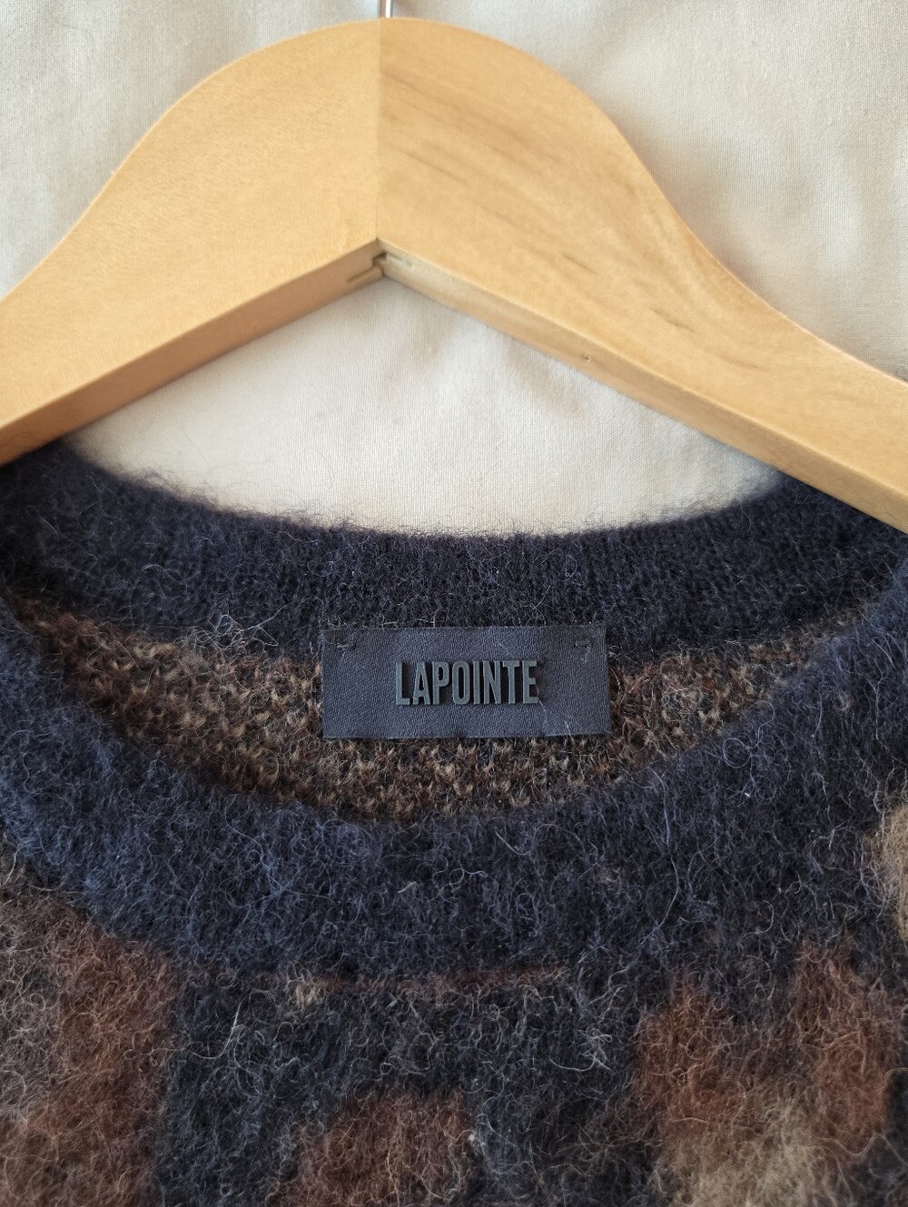 LAPOINTE Oversized Leopard Jacquard Crewneck Sweater XS / S Mohair Alpaca - Picture 5 of 11